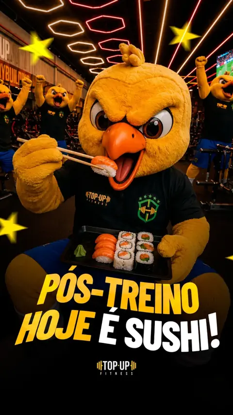 Canarinho, mascote da Top Up, pós-treino